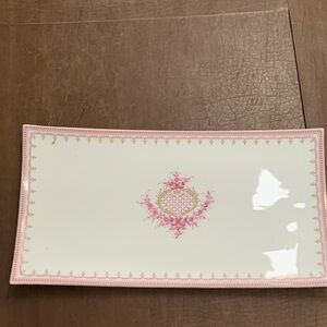 Pink and White Floral Rectangular Plate